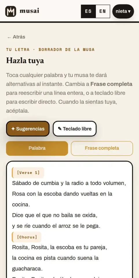 Paso 5 · Editas tu letra